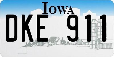 IA license plate DKE911