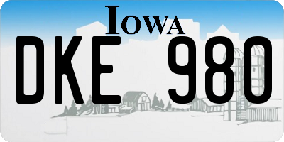 IA license plate DKE980