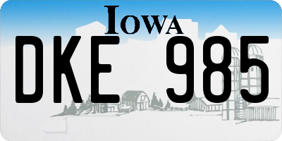 IA license plate DKE985