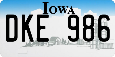 IA license plate DKE986