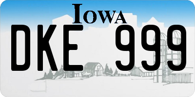 IA license plate DKE999