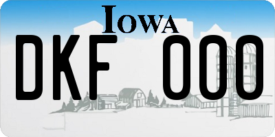 IA license plate DKF000