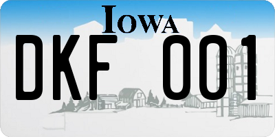 IA license plate DKF001