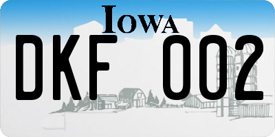 IA license plate DKF002