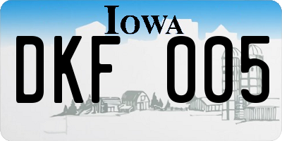 IA license plate DKF005
