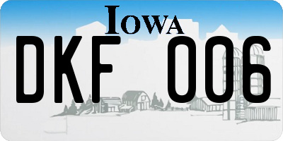 IA license plate DKF006