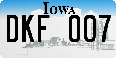 IA license plate DKF007