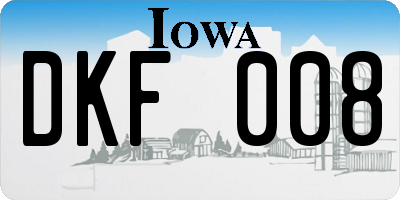 IA license plate DKF008