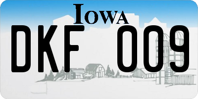 IA license plate DKF009