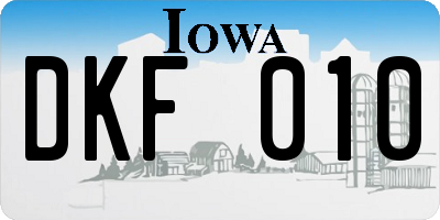 IA license plate DKF010