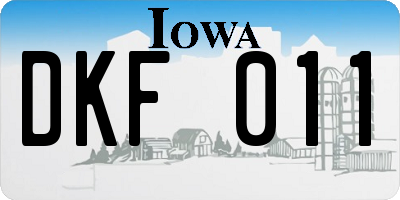 IA license plate DKF011
