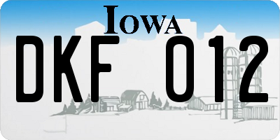 IA license plate DKF012