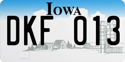 IA license plate DKF013