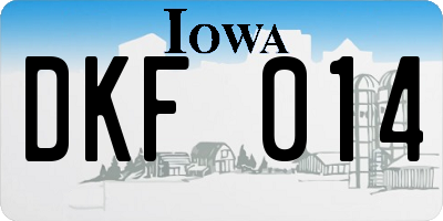 IA license plate DKF014