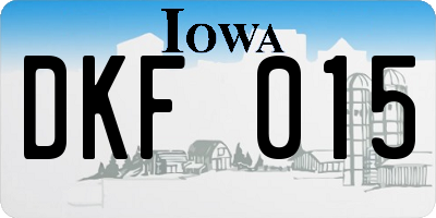 IA license plate DKF015
