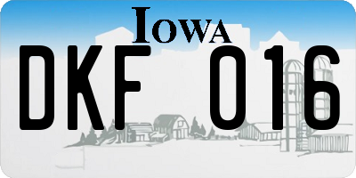 IA license plate DKF016