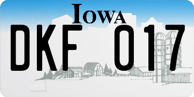 IA license plate DKF017