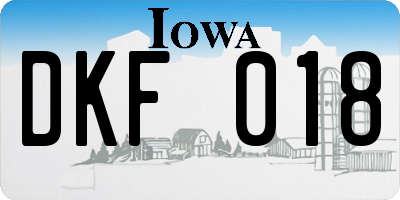 IA license plate DKF018