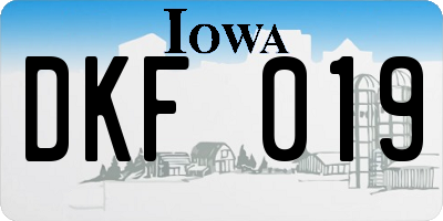 IA license plate DKF019