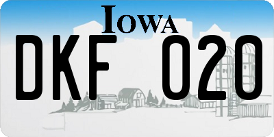 IA license plate DKF020