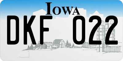 IA license plate DKF022