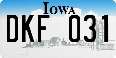 IA license plate DKF031