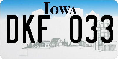 IA license plate DKF033