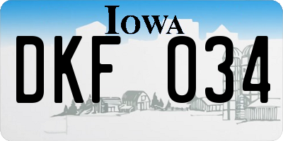 IA license plate DKF034