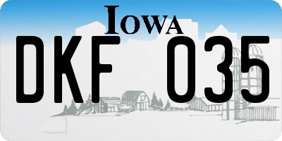 IA license plate DKF035