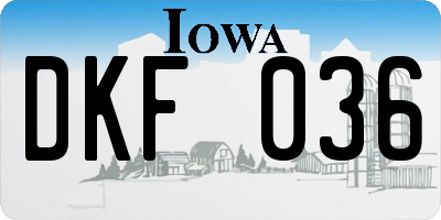 IA license plate DKF036