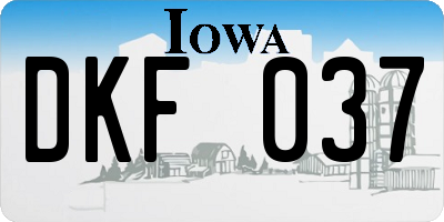 IA license plate DKF037