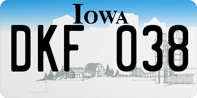 IA license plate DKF038