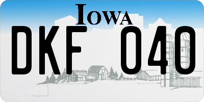 IA license plate DKF040