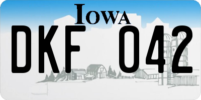 IA license plate DKF042