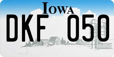 IA license plate DKF050