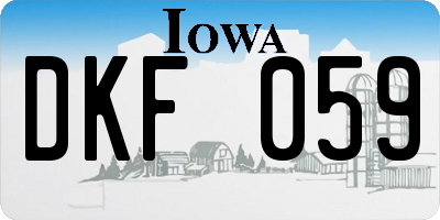 IA license plate DKF059