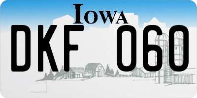 IA license plate DKF060