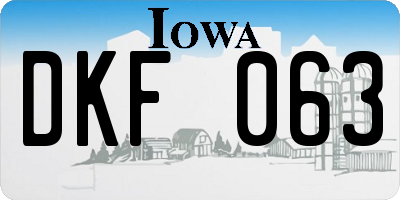 IA license plate DKF063