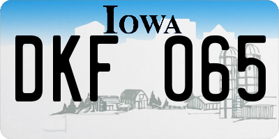 IA license plate DKF065