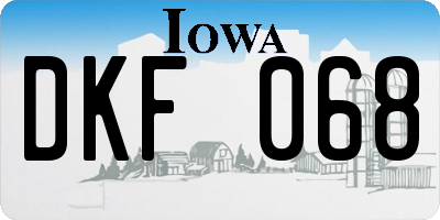 IA license plate DKF068