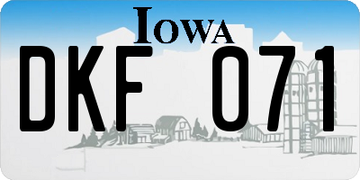 IA license plate DKF071