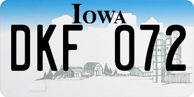 IA license plate DKF072