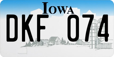 IA license plate DKF074