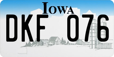 IA license plate DKF076