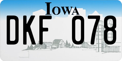 IA license plate DKF078