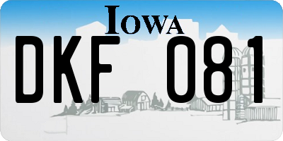 IA license plate DKF081