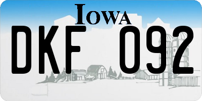 IA license plate DKF092