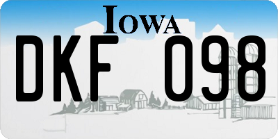 IA license plate DKF098