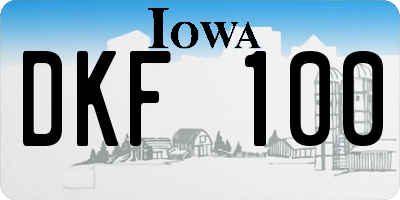 IA license plate DKF100