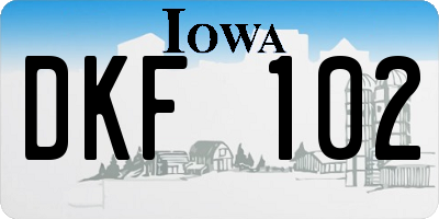 IA license plate DKF102